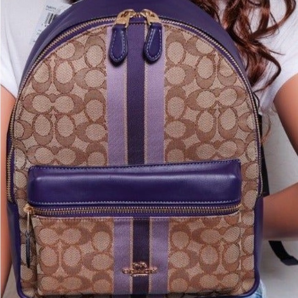 Coach Charlie Medium Signature Jacquard Backpack with Matching Wallet - Picture 2 of 8